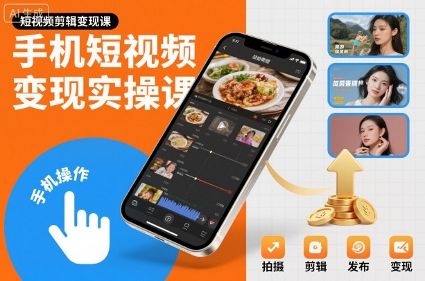 手机短视频变现实操课,短视频剪辑变现课-站长V课