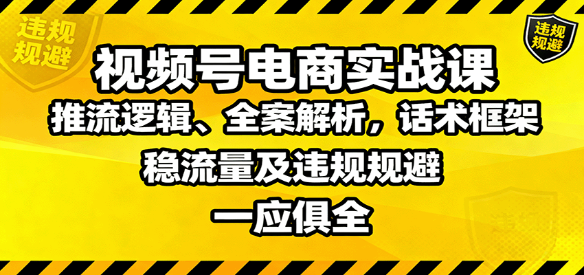 视频号电商实战课:推流逻辑、全案解析,话术框架,稳流量及违规规避等-站长V课