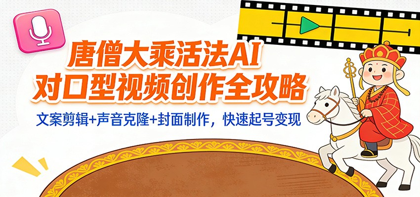 “大乘活法”AI对口型视频创作全攻略:文案剪辑+声音克隆+封面制作,快速起号变现-站长V课