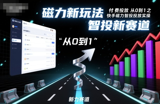付费投放从0到1之快手磁力智投投放实操,磁力新玩法,智投新赛道-站长V课