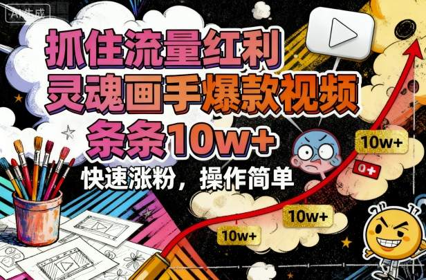 抓住流量红利，灵魂画手爆款视频，条条10w+，快速涨粉，操作简单-站长V课