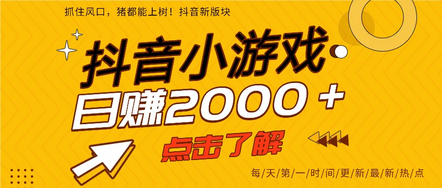 5年爆火的抖音小游戏项目,一部手机日入2000+-站长V课