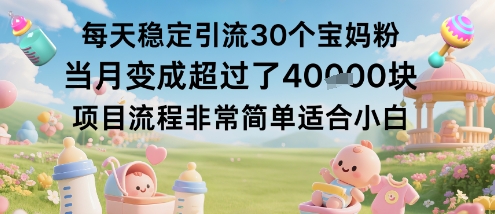 每天稳定引流30个宝妈粉当月变成超过了1W+项目流程非常简单适合小白-站长V课